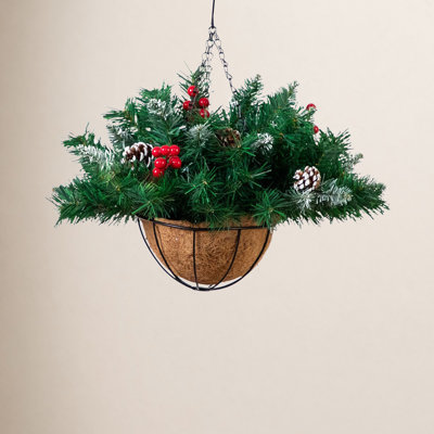 16" Pre-Lit Pine Plant in Basket