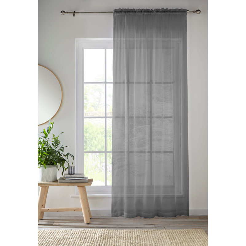 Morganne Sheer Curtain Single Panel, Grey, Width 145 x Drop 183 cm