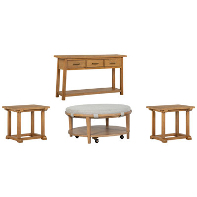 Bernstein Grey Round Caster Cocktail Table With 2 Rectangular End Table And Sofa Table