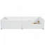 Lit plateforme simple tapissier avec garde-corps et station de charge, blanc