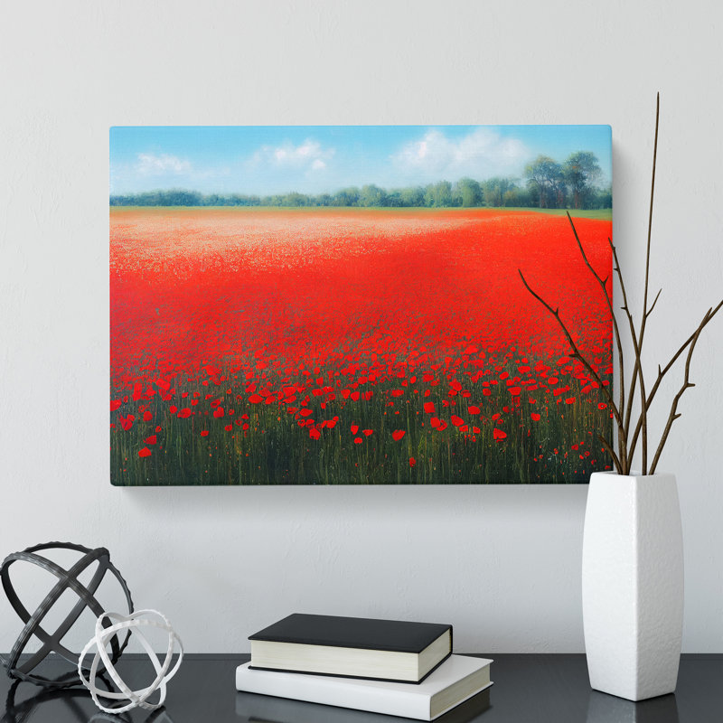 Inspirational Poppy Field Flowers - Wrapped Canvas, 35cm H x 50cm W x 3cm D