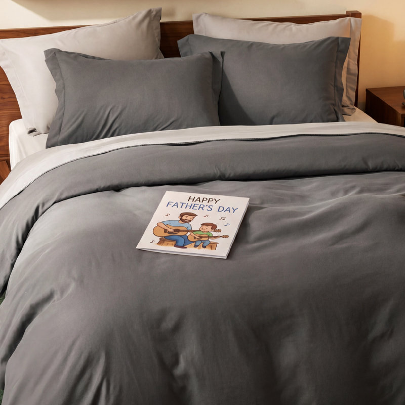 Bedsure Dark Grey Duvet Cover Queen Size - Soft Double Brushed Bedding Set for Kids & Adults（Set of 3）, Dark Grey