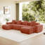 Canapé modulaire en U à 4 places avec passepoil à bordure française, sans assemblage requis, canapé à 4 places avec coussins décoratifs et 2 repose-pieds mobiles, tissu de velours-1124098840
