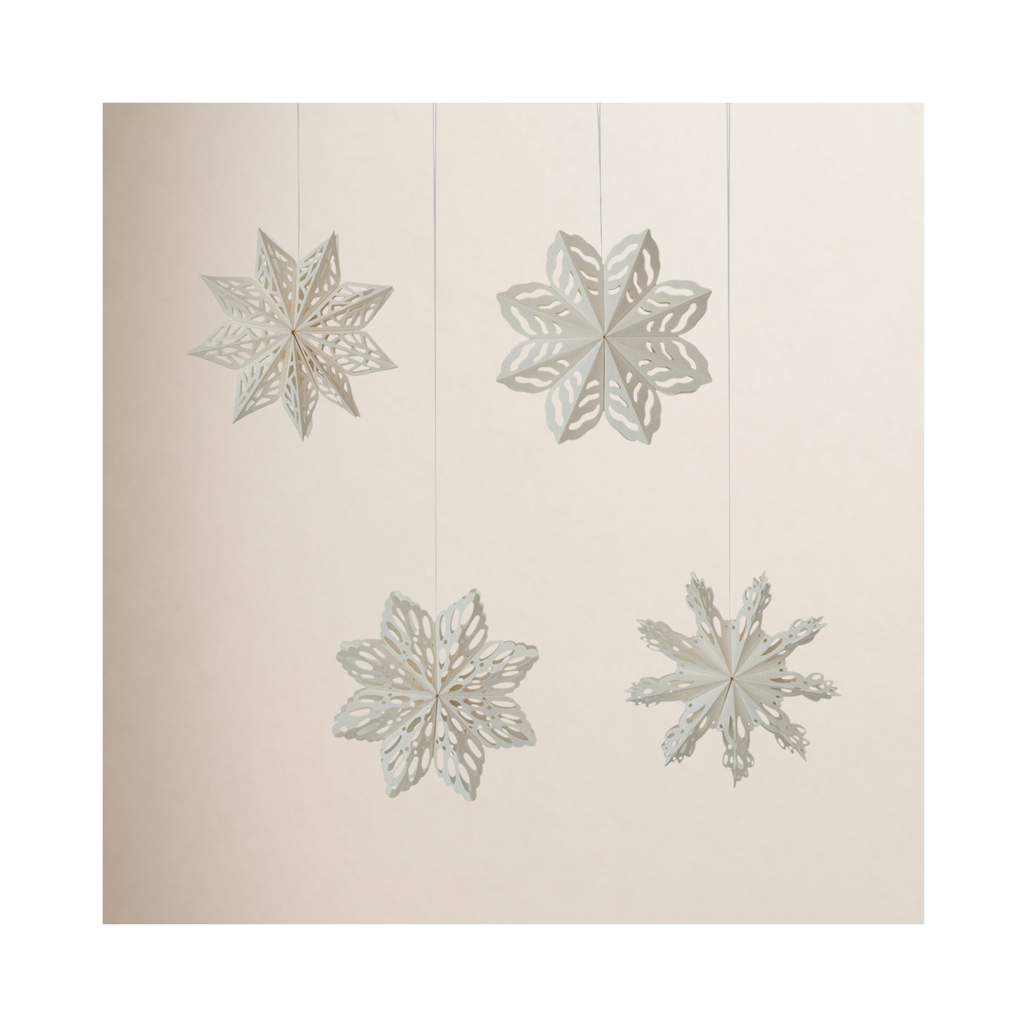 4-Piece Round Handmade Paper Folding Snowflake Ornaments