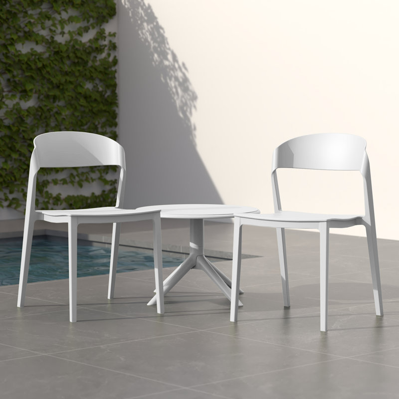 Ensemble de 2 chaises de patio empilables, White