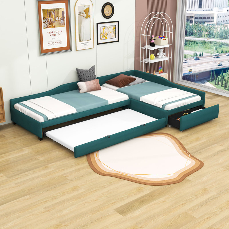 Lit de jour simple avec couchette Blithedale, Vert