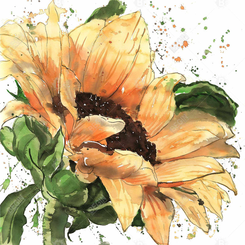 Sunflower in bloom - 26"x26" Throw pillow - Poly twill - Print on demand