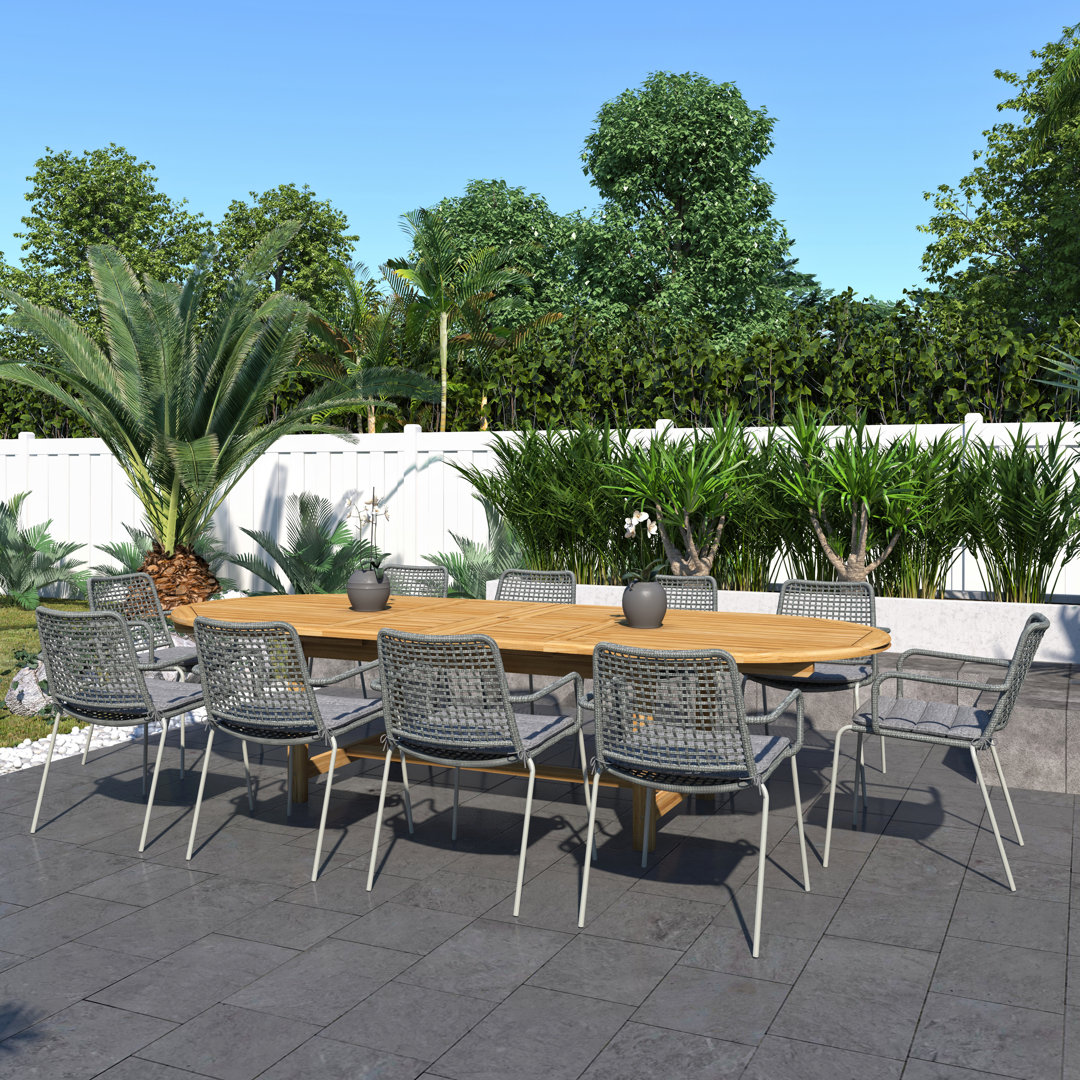 Anautica 10 - Person Metal Patio Dining Set with Oval Table , Cushions Included Lark Manor™