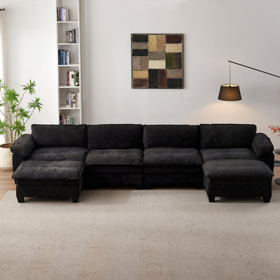 4-Seat Sectional Sofa With 2 Ottomans
