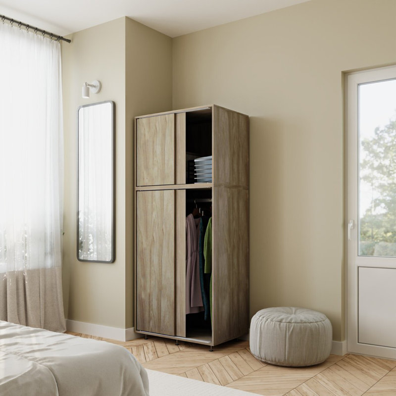 4 Door Solid Wood Wardrobe, Oak