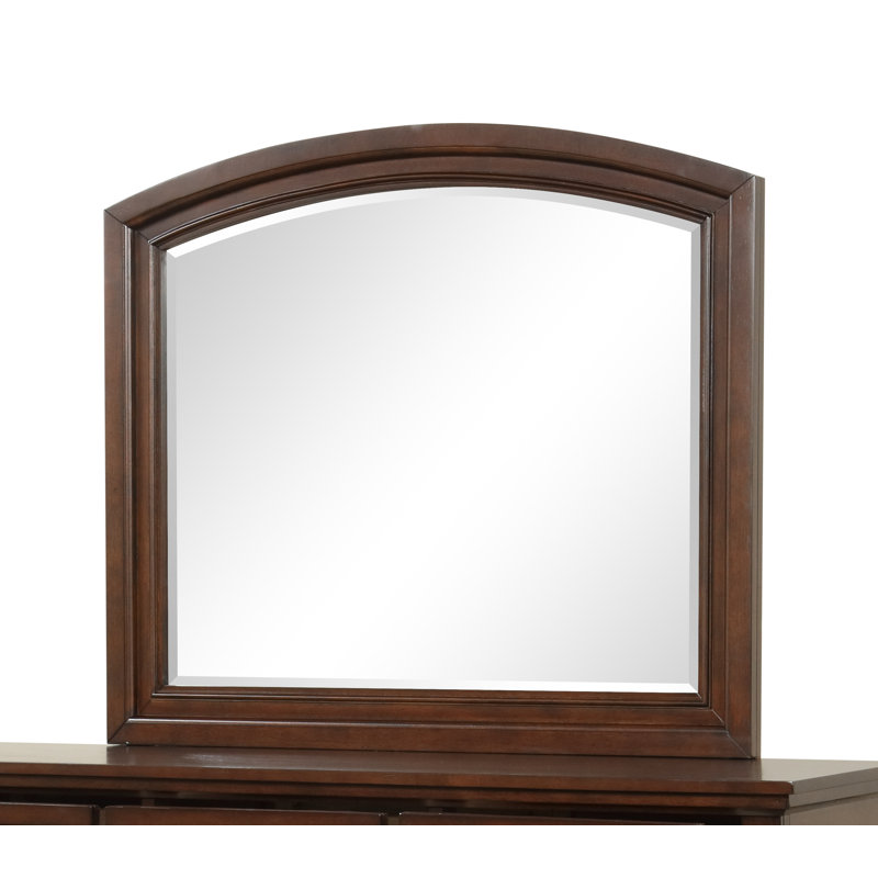 Manlius Traditional Beveled Dresser Mirror, Rustic Cherry