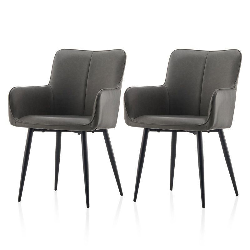 50cm H Upholstered Metal Armchair, Grey