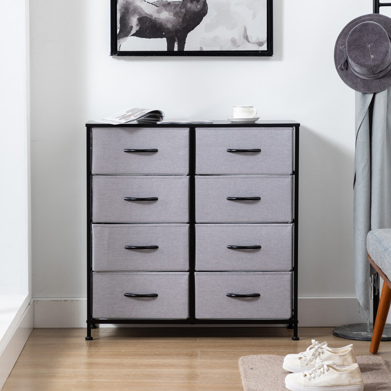 Commode 8 tiroirs Khosrov, gris