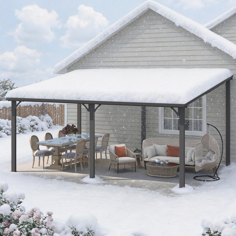 Hardtop Gazebo With Galvanized Steel Sloping Roof, 98.4" H x 202" W x 136" D