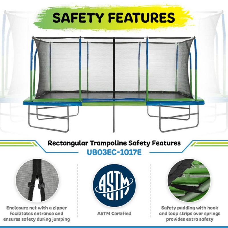 Machrus Upper Bounce - Mega 10' X 17' Gymnastics Style, Rectangular Trampoline