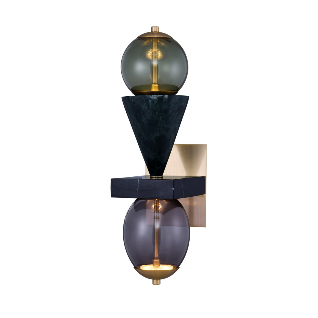 Demi Green Marble LED Wall Sconce Kalco Shade 