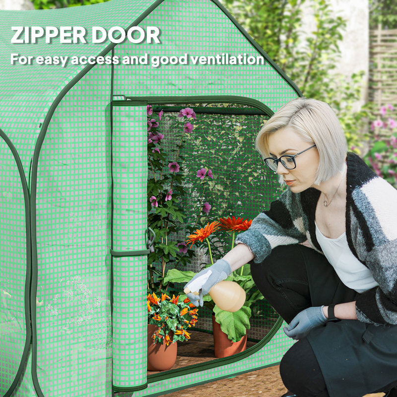 12.5 Ft W x 12 Ft D Mini Greenhouse, Green