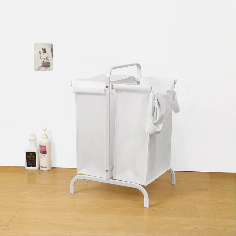 2-Tier Laundry Hamper 110L Large Oxford Clothes Basket Sorter With, Lid And Sorting Cards For Clothes & Toys Storage,White