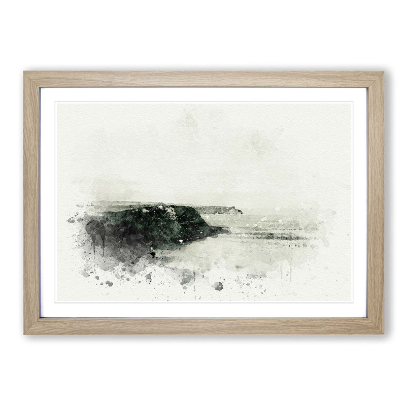Port Mulgrave in North Yorkshire in Abstract - Picture Frame Graphic Art Print, Oak, 40cm H x 60cm W x 2cm D