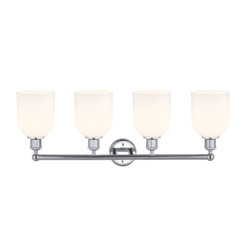 Éclairage pour salle de bain 4 lumières Bella, Chrome poli, Blanc lustré