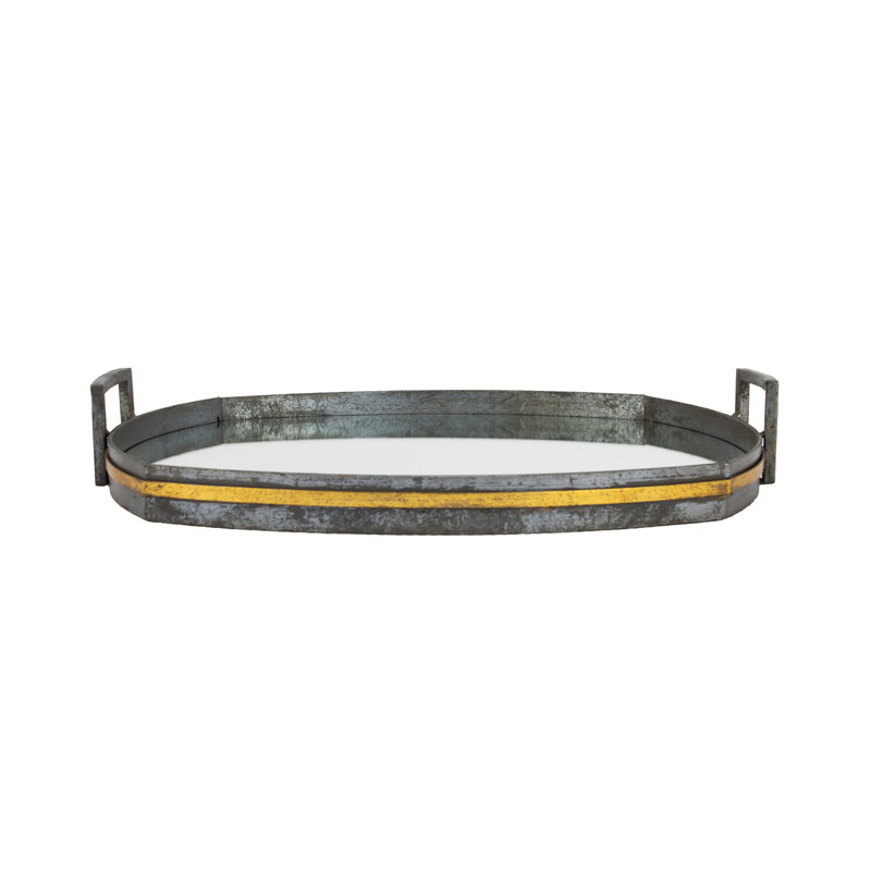 Santiago Decorative Tray, Gray/Gold