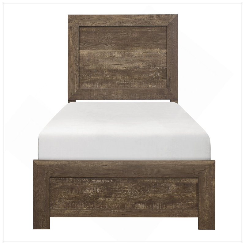 Lit avec tête et pied de lit à panneau, meubles de chambre à coucher durables et élégants, Lit simple, Brun rustique