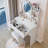 17" Round Led Mirror Vanity Table + Soft Cushion Stool Set, Large Mirror, Touch Switch, 3 Colors, Adjustable Brightness, Large Desktop, Multi-Layer High Capacity Storage, Suitable For Small Space-869121710