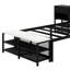 Lit plateforme en métal avec tablettes de rangement à deux niveaux, armoire de rangement en bois-714575106-737597083