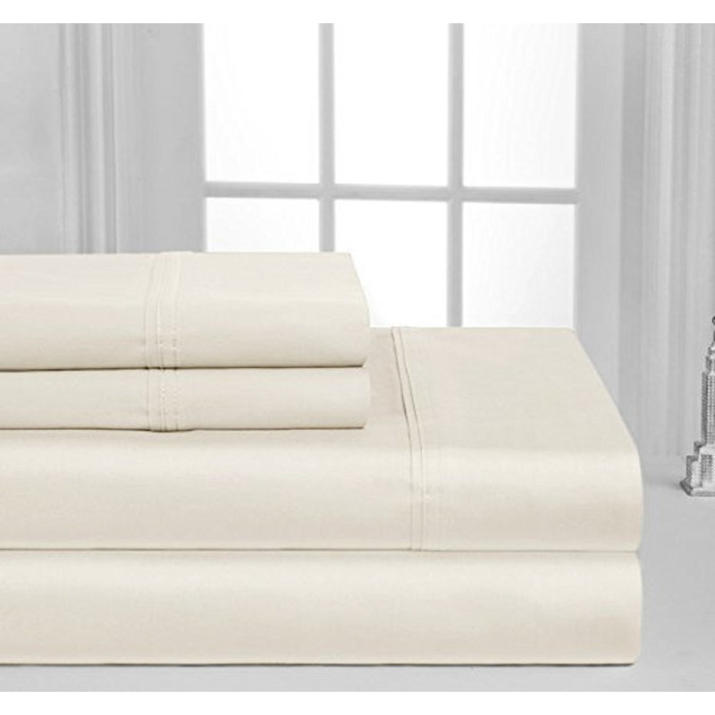 Milan Collection 1000 Thread Count 100% Cotton Sheet Set, White, King Sheet Set with 2 Pillowcases