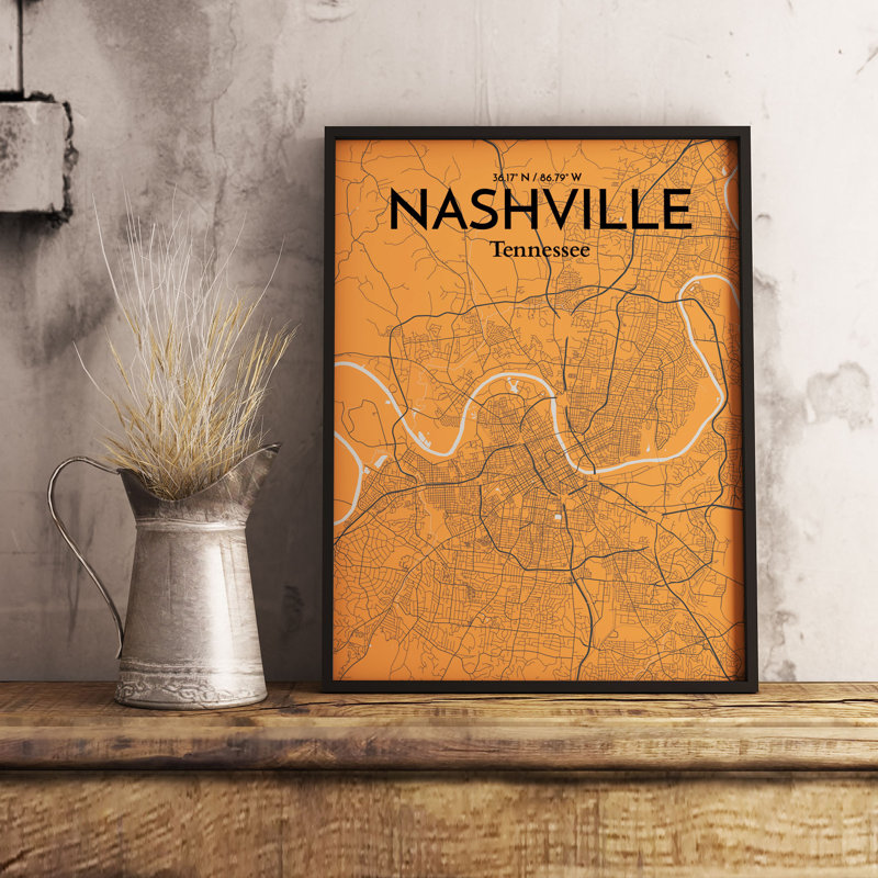 Nashville City Map - No Frame Print, 61cm H x 45.7cm W x 0.13cm D