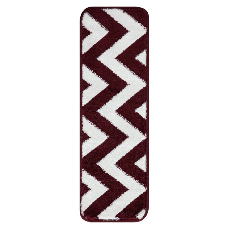 Tapis d'escalier intérieur antidérapant 9 po x 28 po Algenis, Rouge - blanc