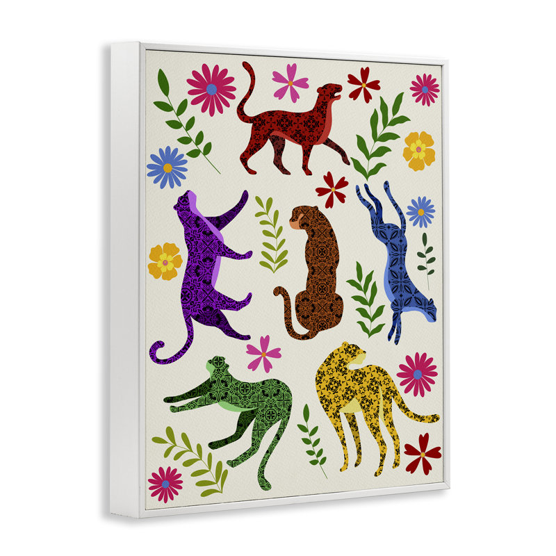 Mosaic Pattern Leopards Framed Giclee Art by Regina Moore, Coastal White Framed Giclee, 30" H x 24" W