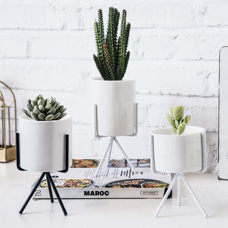 Adrius Pot Planter, White, 16.5cm H x 8cm W x 8cm D