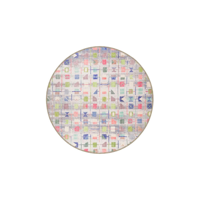 Cube Geometric Themed Patterned Woven Base Carpet And Washable Carpet, Rectangle 3'4" x 5'