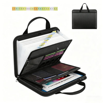Fireproof Document Bag – Expanding File Folder Accordion Organizer With Zipper, Labels & Handle, Portable Storage Box For Office Receipts, Travel & Business