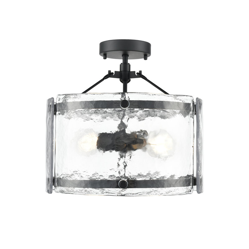 Plafonnier semi-encastré 2 lumières Bennetti, Noir mat