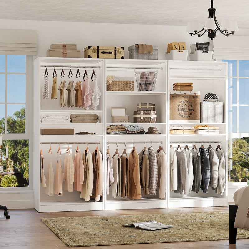 80" Closet System with 2 Hanging Rods, White