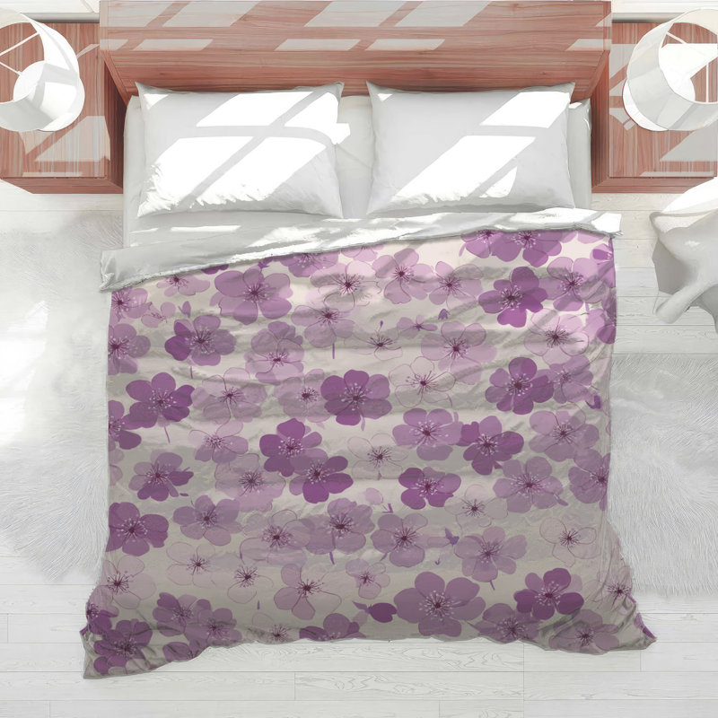 Édredon floral avec fleurs, Édredon très grand, Beige / floral mauve
