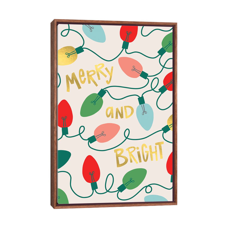 «Merry and Bright I» par Caroline Alfreds - impression d'art graphique, H 48 po x l 32 po x P 1,5 po, Pas de tapis