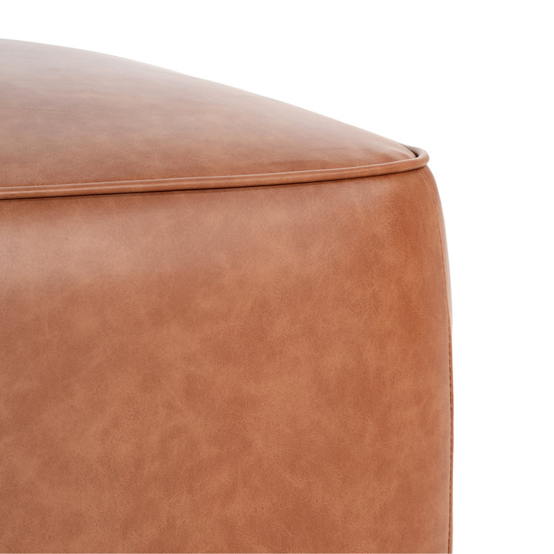 Luxury Tan Square Faux Leather With Comfortable Seating And Secure , Ideal For Living Rooms Elegant Pocket Coil Spring Cushions Suitable As A Decorative Piece