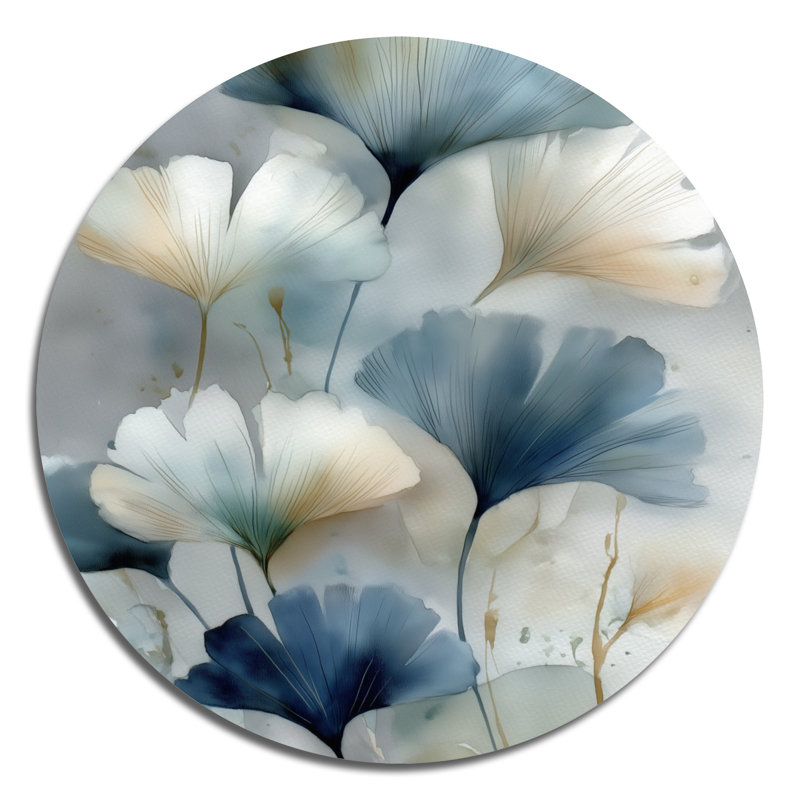 Watercolor Pants Flowers In Meadow - Plantes, art mural rond en métal, L 36 po x H 36 po