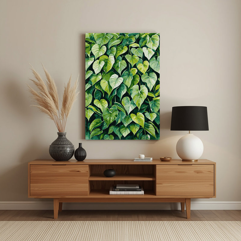 Aquarelle botanique 47, art mural vert en métal, H 14 po x l 11 po