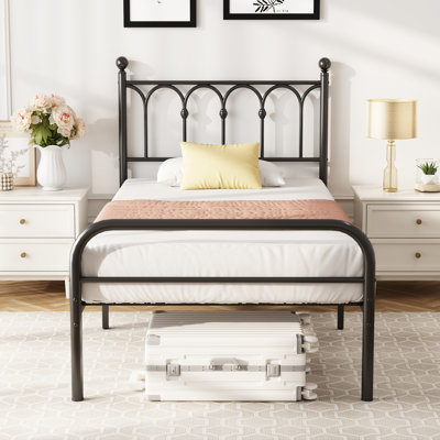 Classic Metal Platform Bed Frame, Mattress Foundation with Steel Slat Support, Under Bed Storage, No Box Spring Required, Easy Assembly