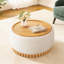 29" Round Chenille With Wood Frame, Solid Legs, Reversible Lid For Books And Storage, Living Space Decor-131258210