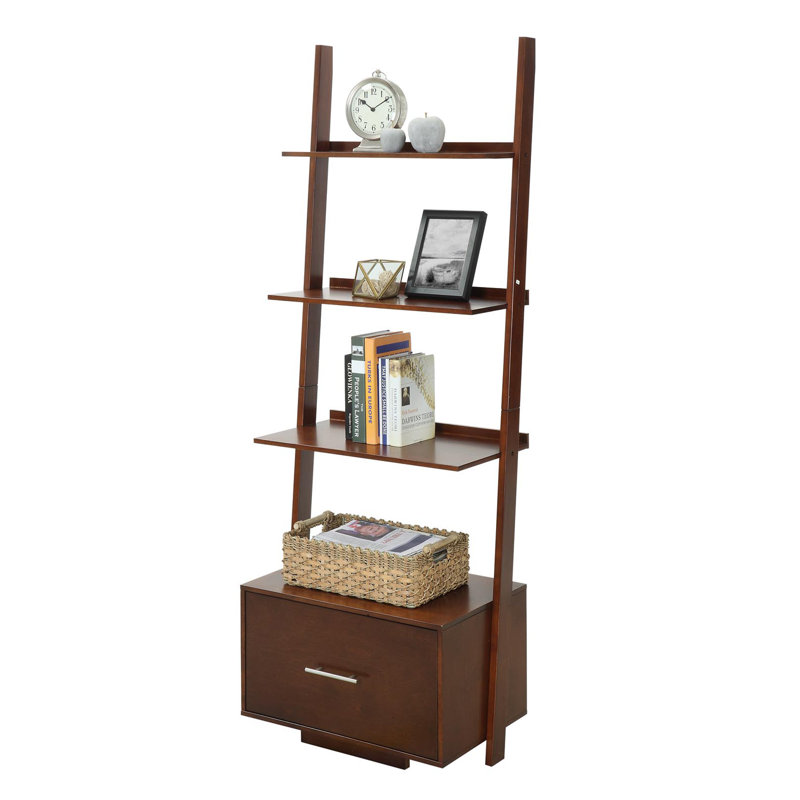 Carbin 69'' H x 24.75'' W Solid Wood Ladder Bookcase, Espresso