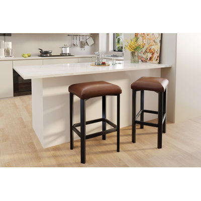 Tabourets de bar de 24 po, chaises de comptoir en cuir synthÃ©tique avec coussin de 2 po d'Ã©paisseur et structure en mÃ©tal pour Ã®lot de cuisine