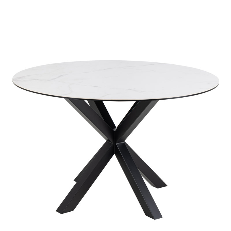 Harrisonburg Round Metal Base Dining Table, White