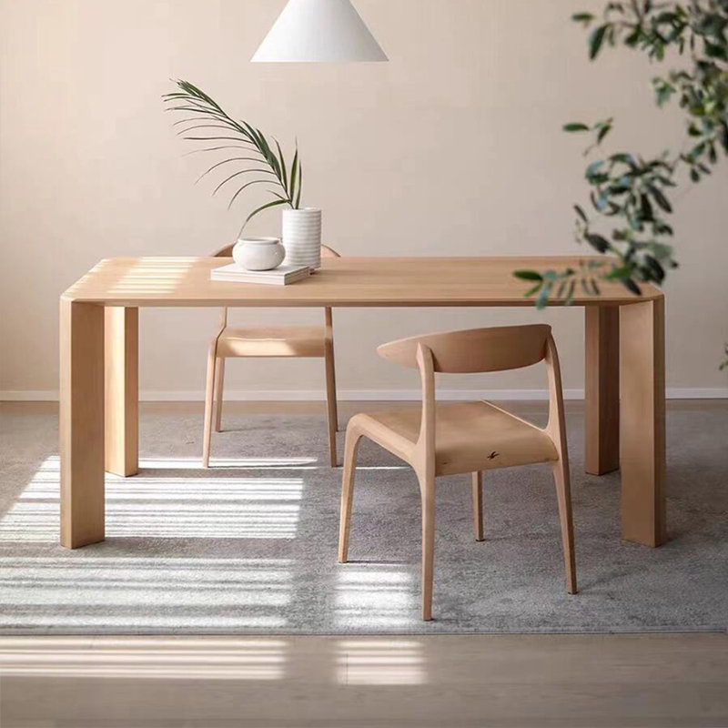 Burlywood Rectangular Solid Wood Dining Table, 29.53"H x 55.12"L x 27.56"W