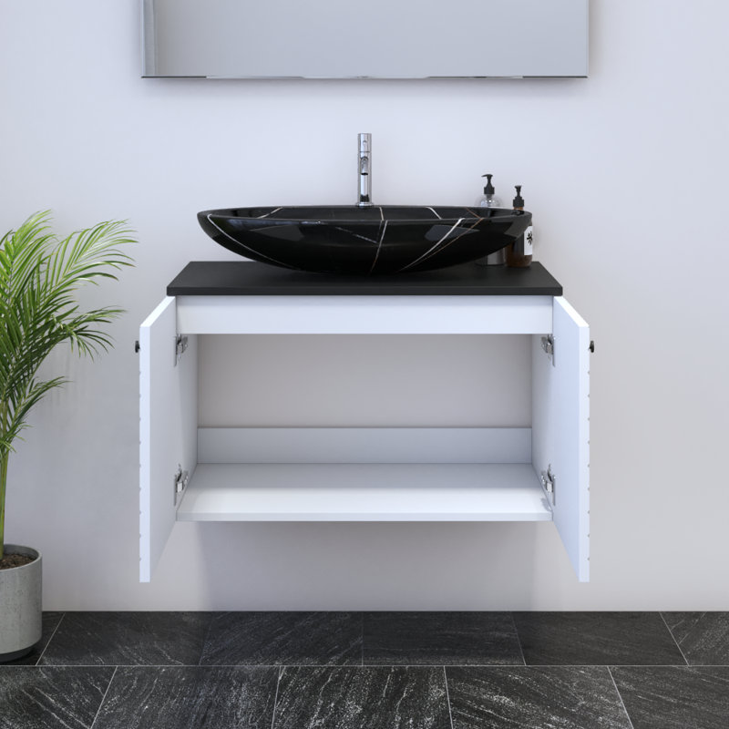 Karaya 31.5'' Single Bathroom Vanity with Top, Black, Black