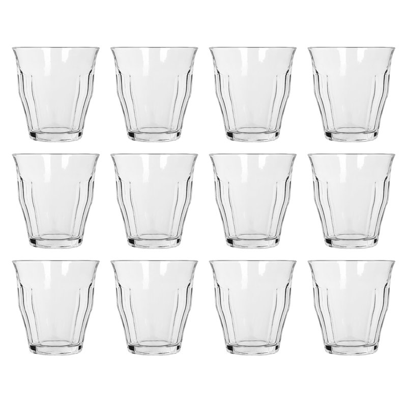 Argon Tableware 210ml Fluted Water Glasses - Ribbed Fluted Glassware Tumblers Set, Pack of 12